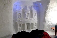 Snow carving of Petra Treasury