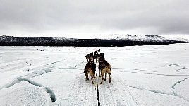 Broken ice on lake