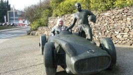 Fangio bronze sculpture in Barcelona