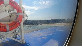 View from hovercraft arriving at Ryde