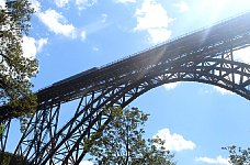 Train passing bridge